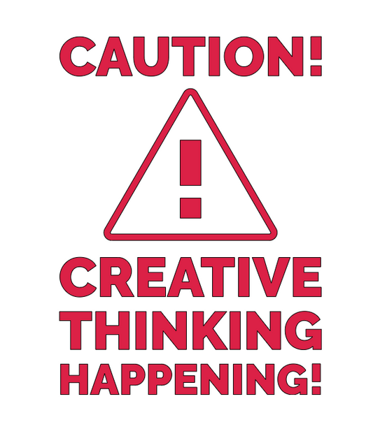 caution creative thinking decal 20x15cm