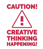 caution creative thinking decal 20x15cm